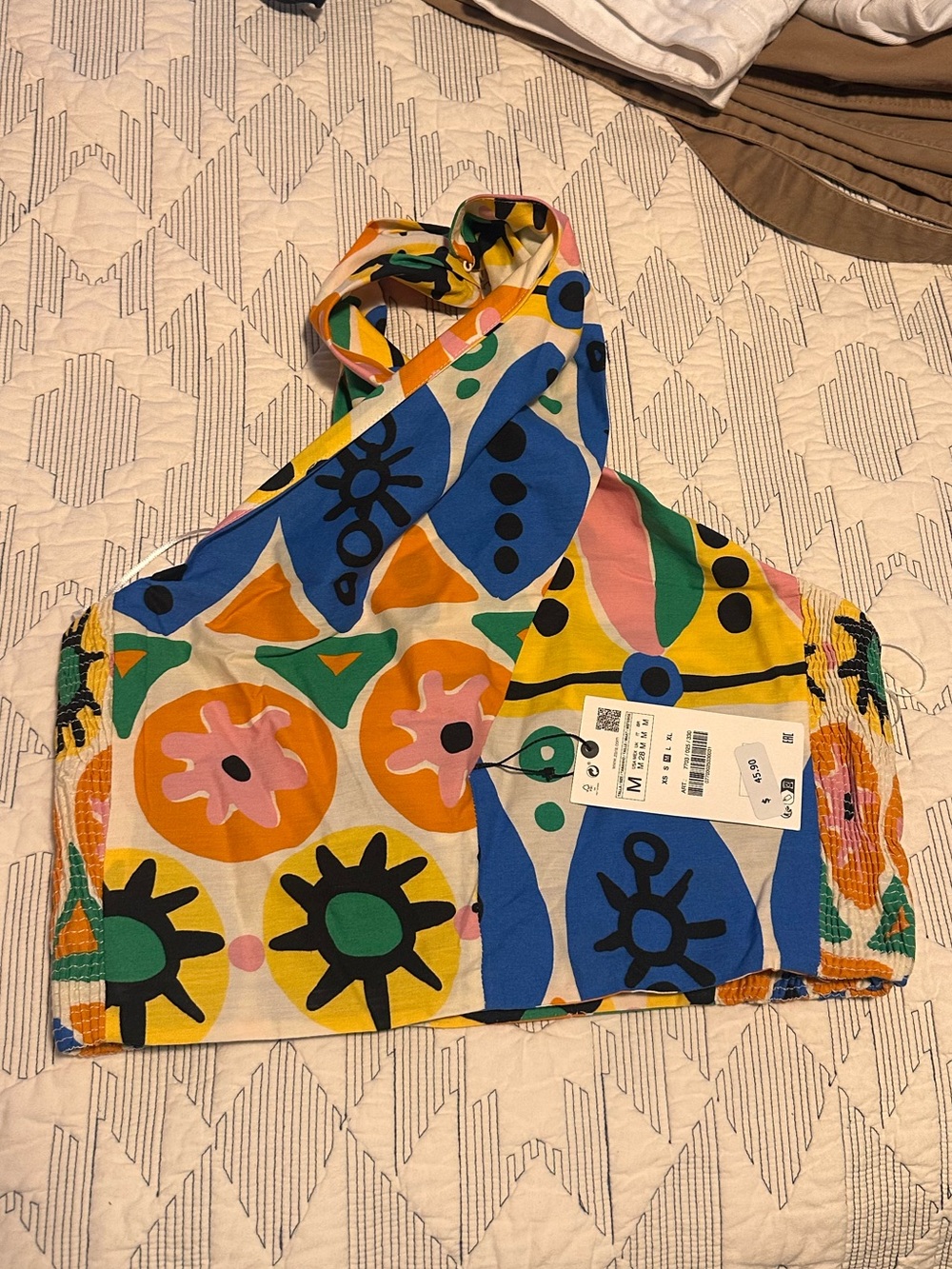 Zara Multicolor Floral Graphic Halter Twist Top
